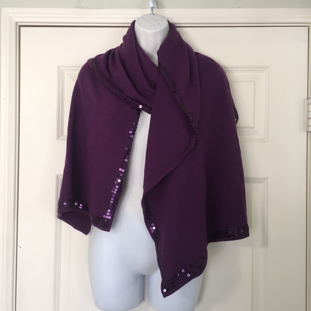 Marciano 84”x20” Lambs wool Scarf w/ sequins edge